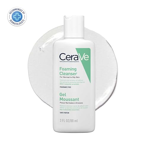 CeraVe Foaming Cleanser For Normal To Oily Skin (88ml) - Dermatologist-Developed Facewash | Non-Comedogenic And Fragrance-Free Cleansers For Acne-Prone Skin