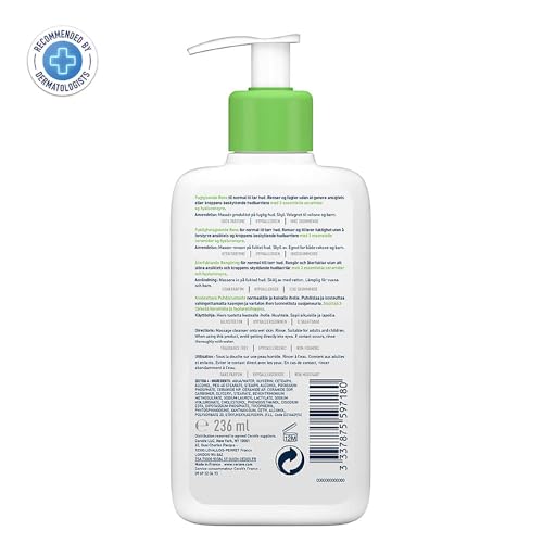 CeraVe Hydrating Cleanser For Normal To Dry Skin (236ml) - Non-Foaming Face Wash with Hyaluronic Acid And Ceramides | Non-Comedogenic, Non-Irritating And Fragrance-Free Cleanser