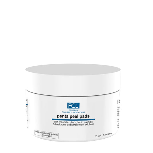 FIXDERMA COSMETIC LABORATORIES Fcl Penta Peel Pads, Exfoliant, Removes Dead Cells, Reduces Fine Lines & Wrinkles, Gentle & Safe Peeling Pads, Improves Skin Texture, Shrinks Open Pores, 25 Pads