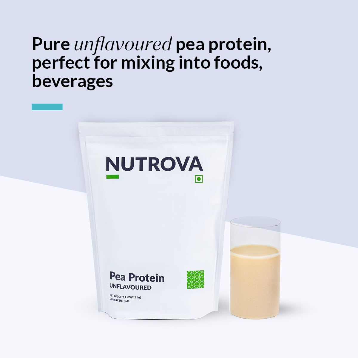 NUTROVA Pea Protein Powder, Vegan Protein Isolate 1 Kg | No Added Sugar, Artificial Sweeteners or Flavours | Vegan & Gluten-free | 80% protein content, 8g protein every 10g scoop