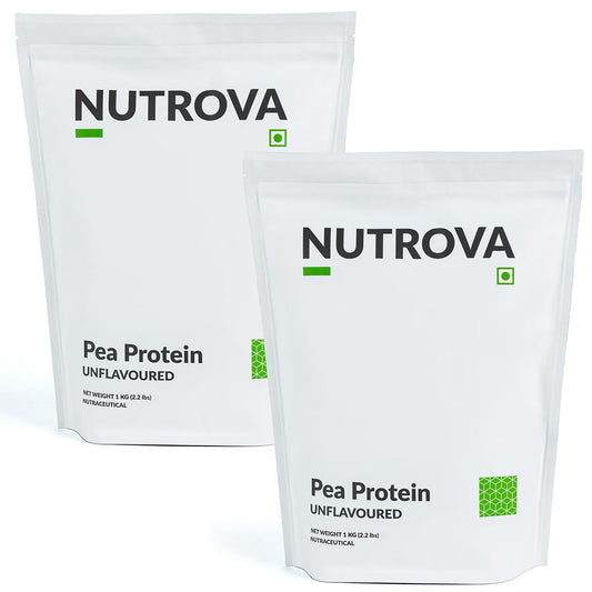NUTROVA Pea Protein Powder, Vegan Protein Isolate 2 Kgs(Pack Of 2X1000 Gms)|No Added Sugar, Artificial Sweeteners Or Flavours|Vegan & Gluten-Free|80% Protein Content, 8G Protein Every 10G Scoop.