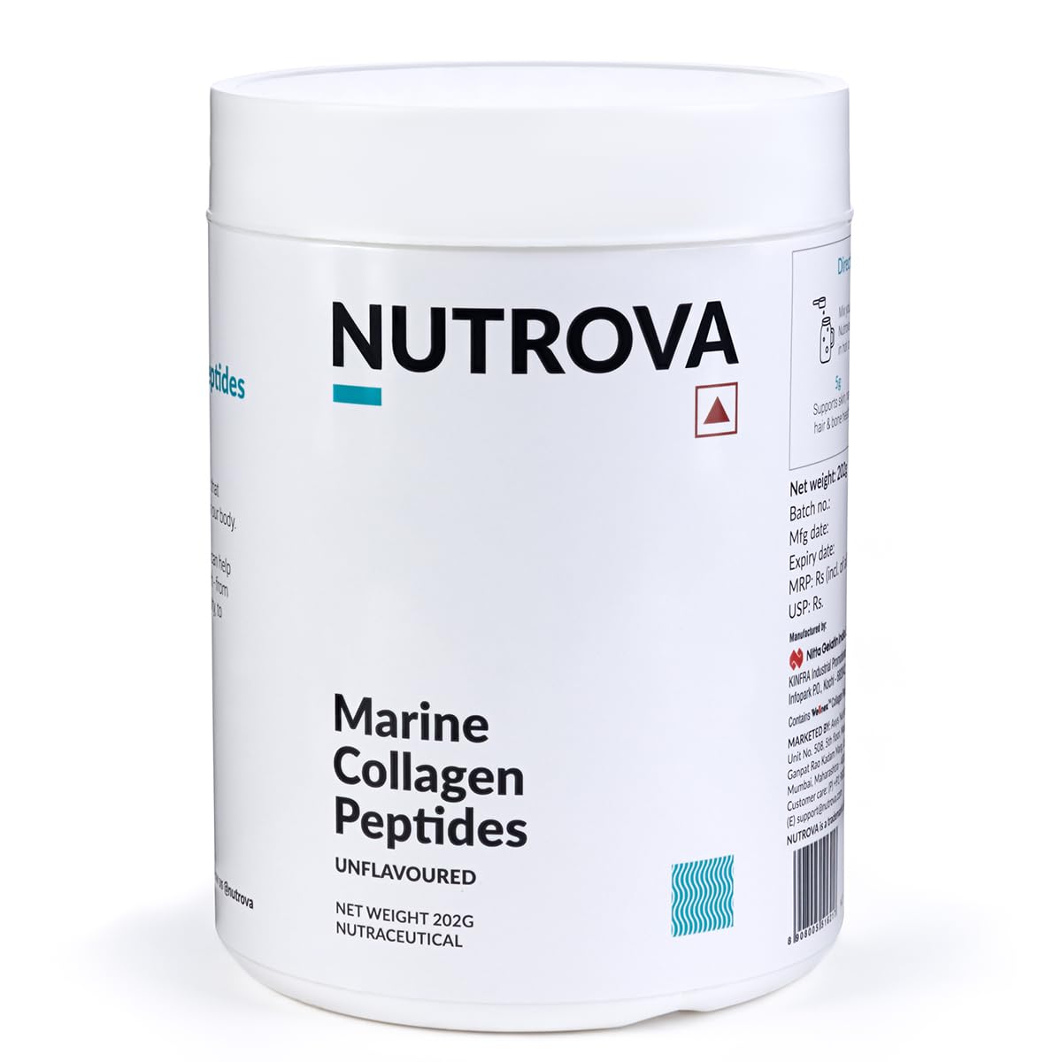 NUTROVA Marine Collagen Peptides for Men & Women, For Healthy Skin & Hair, Nails, Bones - Anti-Aging Supplement – Unflavoured Easy to Mix Powder (200gm) – Neutral Smell & Taste