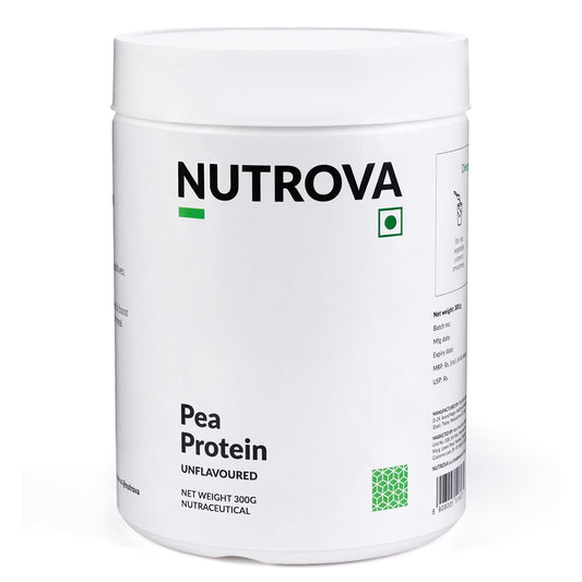 NUTROVA Pea Protein Powder, Vegan Protein Isolate - No Added Sugar, Artificial Sweeteners or Flavours, Vegan & Gluten-free - Easy to Mix (300gm) 80% protein content, 8g of protein in every 10g scoop