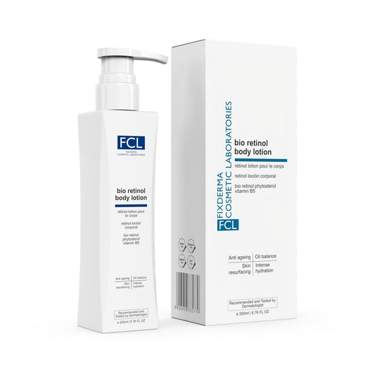 Fixderma Cosmetic Laboratories Bio Retinol Body Lotion, For Skin- Ageing, Keratosis Pilaris, Smoothen Rough, Bumpy & Tanned Skin, Maintains Oil Balance, Non-Comedogenic Formulation 200ml