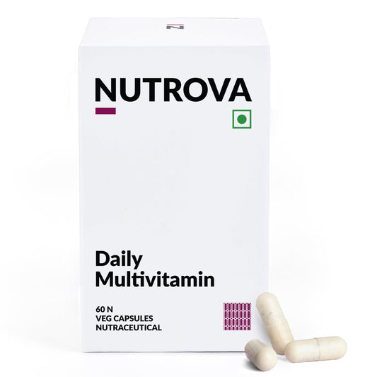 NUTROVA Daily Multivitamin Supplement Optimised for Non-Vegan Indian Diets for Men & Women (60 capsules) containing Lycopene, Vitamin C, Zinc Citrate, Vitamin D3, Vitamin B3 & Vitamin A