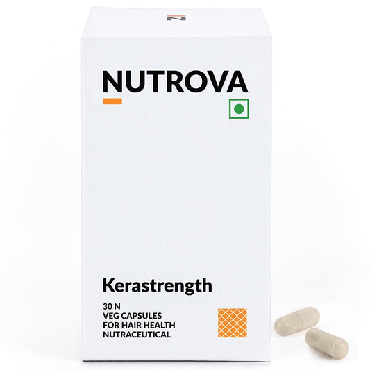 NUTROVA Kerastrength For Men & Women (30 Capsules) With Biotin - Prevents Hair-Fall,Strengthens & Grows Hair With Vitamins A,C,D3,B-Complex,Lycopene Inhibits Hair-Fall Hormone Dht,1 Count