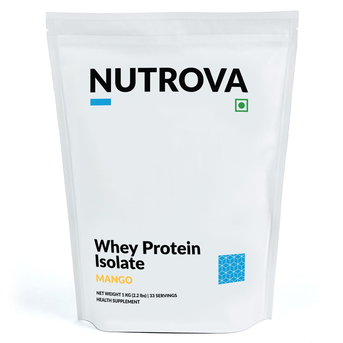 Nutrova Whey Protein Isolate Mango 1Kg (Pack of 1) with 24g Protein Every 30g Scoop | Easy to Digest Health Supplement for Men & Women with no Added Sugars | 5.5g BCAAs, Sweetened with Stevia.