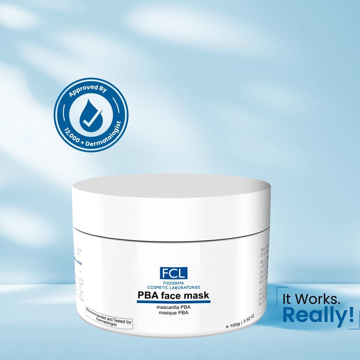 FIXDERMA COSMETIC LABORATORIES Pba Face Mask With Pha, Bha & Aha For Brightening | Kojic Acid Face Mask With Hyaluronic Acid For Glowing Skin | Evens Out Skin Tone | Shrinks Open Pores - 100Gm