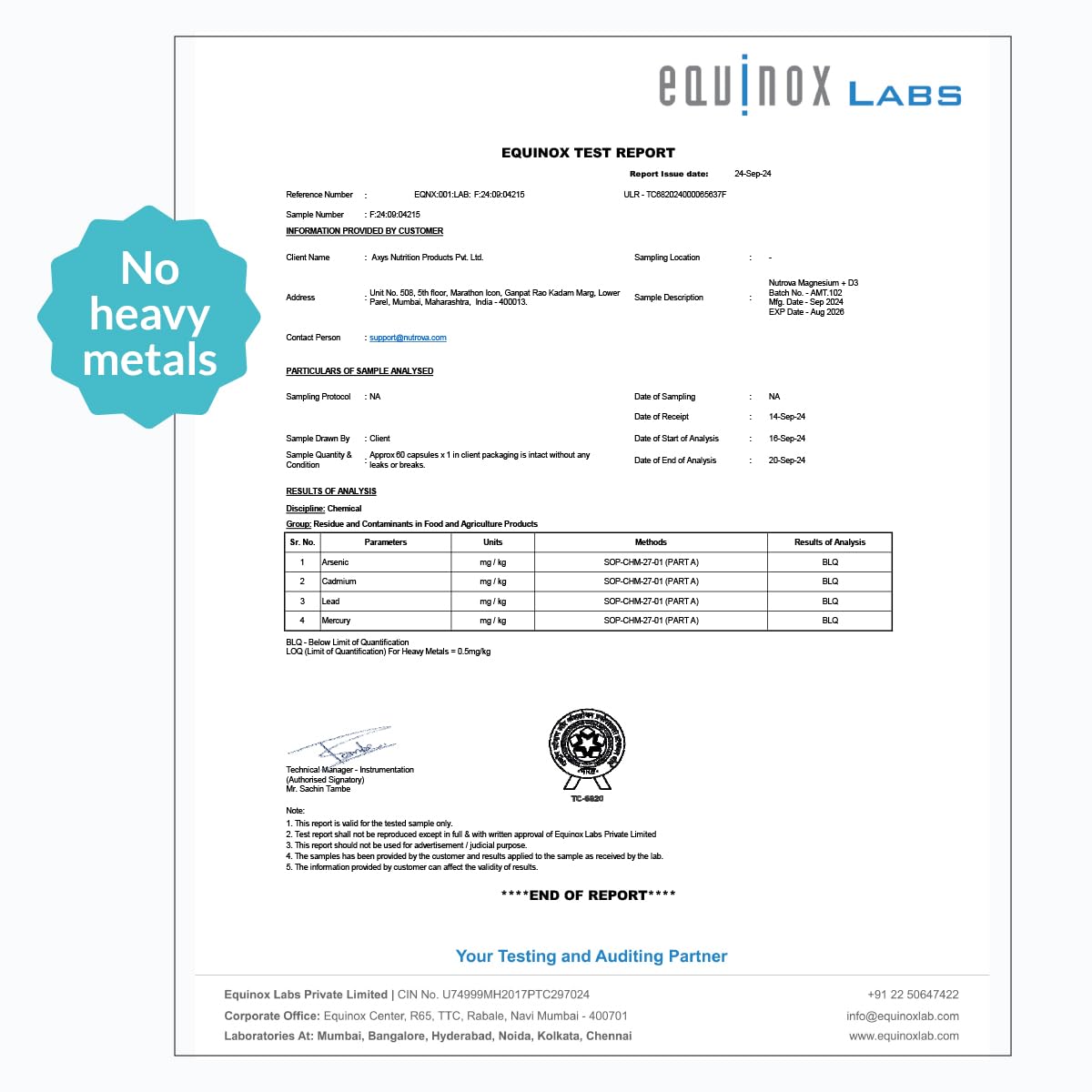 Nutrova Magnesium+D3 Bioavailable Magnesium Bisglycinate Chelate with Vegan Vitamins D3