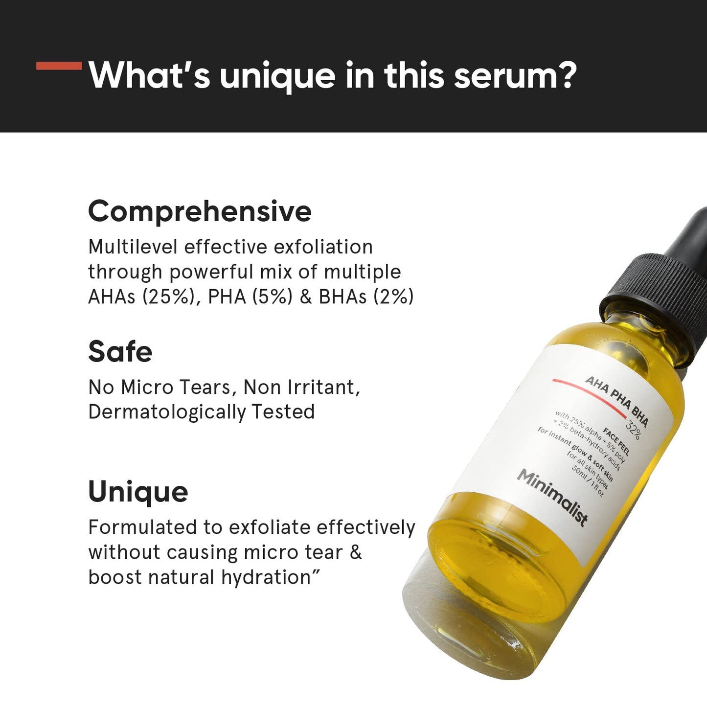 Minimalist 25% AHA + 2% BHA + 5% PHA Peeling Serum Solution for Glowing Skin, Smooth Texture & Pore Cleansing | AHA BHA PHA Peel Serum For Weekend Exfoliation | 30ml