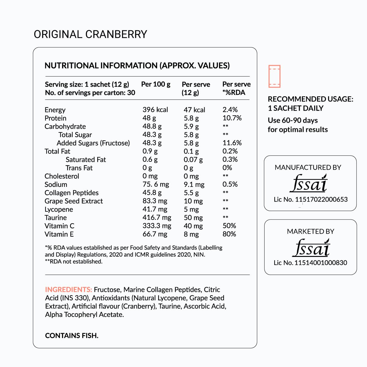 NUTROVA Collagen+Antioxidants Supplement - 60 Sachets For Men & Women, Increases Skin Hydration & Reduces Skin Damage, Cranberry Flavour - Easy To Mix, Powder, 2 count, 60 servings