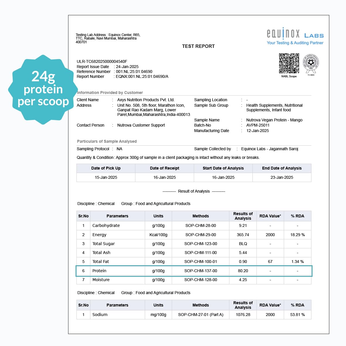 Nutrova Vegan Protein Isolate Mango 1Kg (Pack of 2) with 24g Protein per Scoop for Muscle Building | Gluten & Sugar Free Ideal Plant Protein sweetened with Stevia, 80% Protein with Taurine & Leucine