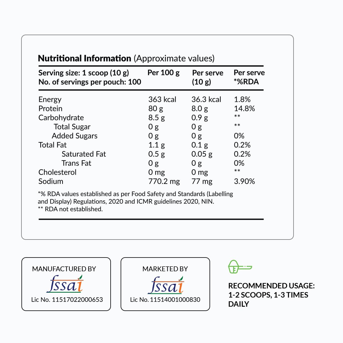 NUTROVA Pea Protein Powder, Vegan Protein Isolate - No Added Sugar, Artificial Sweeteners or Flavours, Vegan & Gluten-free - Easy to Mix (300gm) 80% protein content, 8g of protein in every 10g scoop