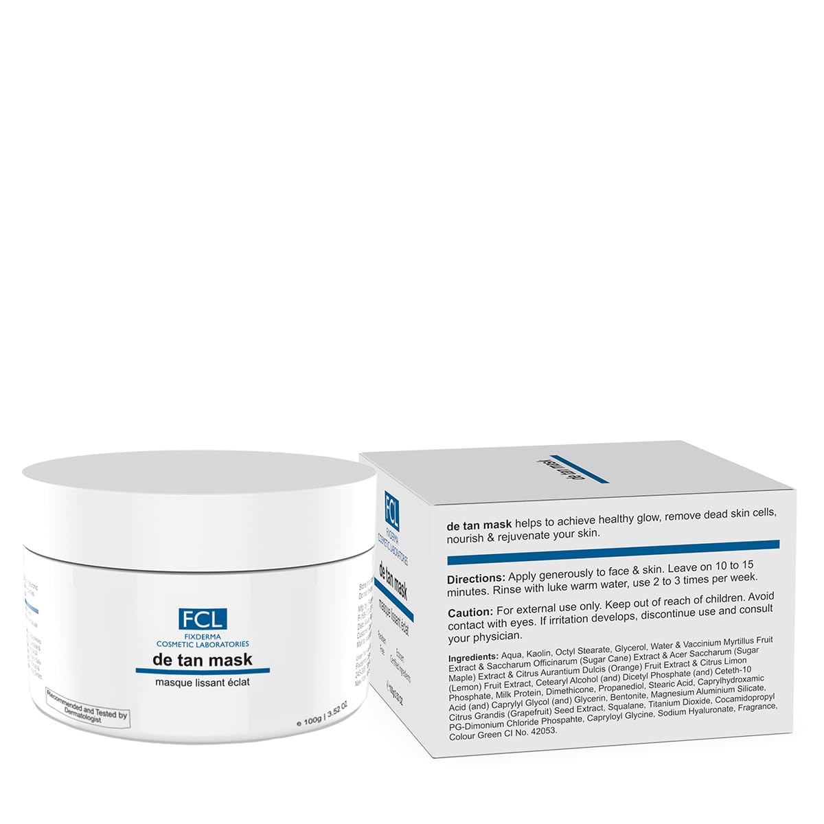 FIXDERMA COSMETIC LABORATORIES De Tan Mask For Tanning&Dark Skin|Cleans Pores|Removes Blackheads|Improves Skin Tone&Texture|Suits Oily&Acne Prone Skin|Non-Comedogenic|Paraben Free- 100Gm, 1 Count