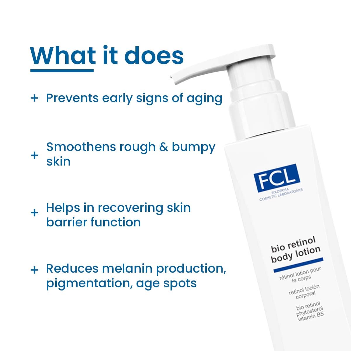 Fixderma Cosmetic Laboratories Bio Retinol Body Lotion, For Skin- Ageing, Keratosis Pilaris, Smoothen Rough, Bumpy & Tanned Skin, Maintains Oil Balance, Non-Comedogenic Formulation 200ml