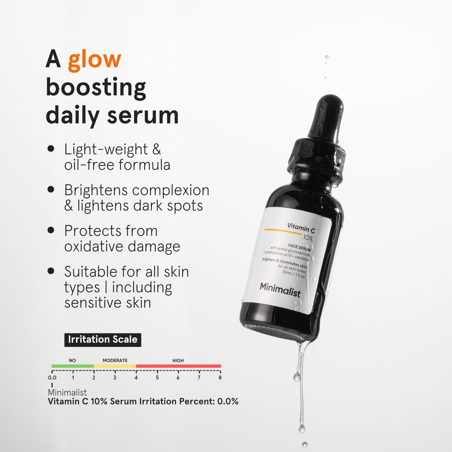 Minimalist Dull Skin, Dark Spots & Uneven Tone Treatment 10% Vitamin C Face Serum | Formulated & Tested for Sensitive Skin with Ethyl Ascorbic Acid & Pha | All Skin Types|For Men & Women | 30Ml