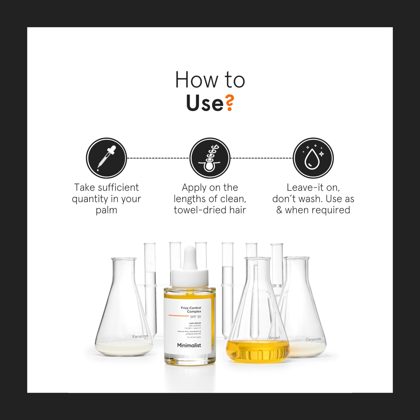 Minimalist SPF 30 Hair Serum For Frizzy Hair With Keratin, Argan Oil & Ceramides | Heat Protection Serum, Smoothens & Protects From UV | Lightweight | Leave In Serum For Women & Men | 50 ml