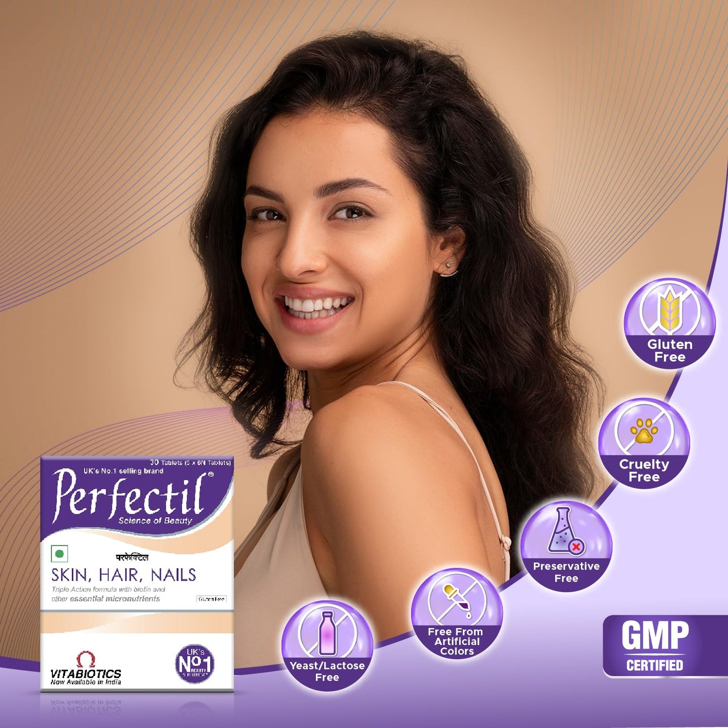 Perfectil Multivitamin Supplements For Men & Women, Packed With Biotin And Grape Seed Extract For Radiant And Younger-Looking Skin, Hair Fall Control, Stronger Nails, 30 Tablets (Pack of 1)