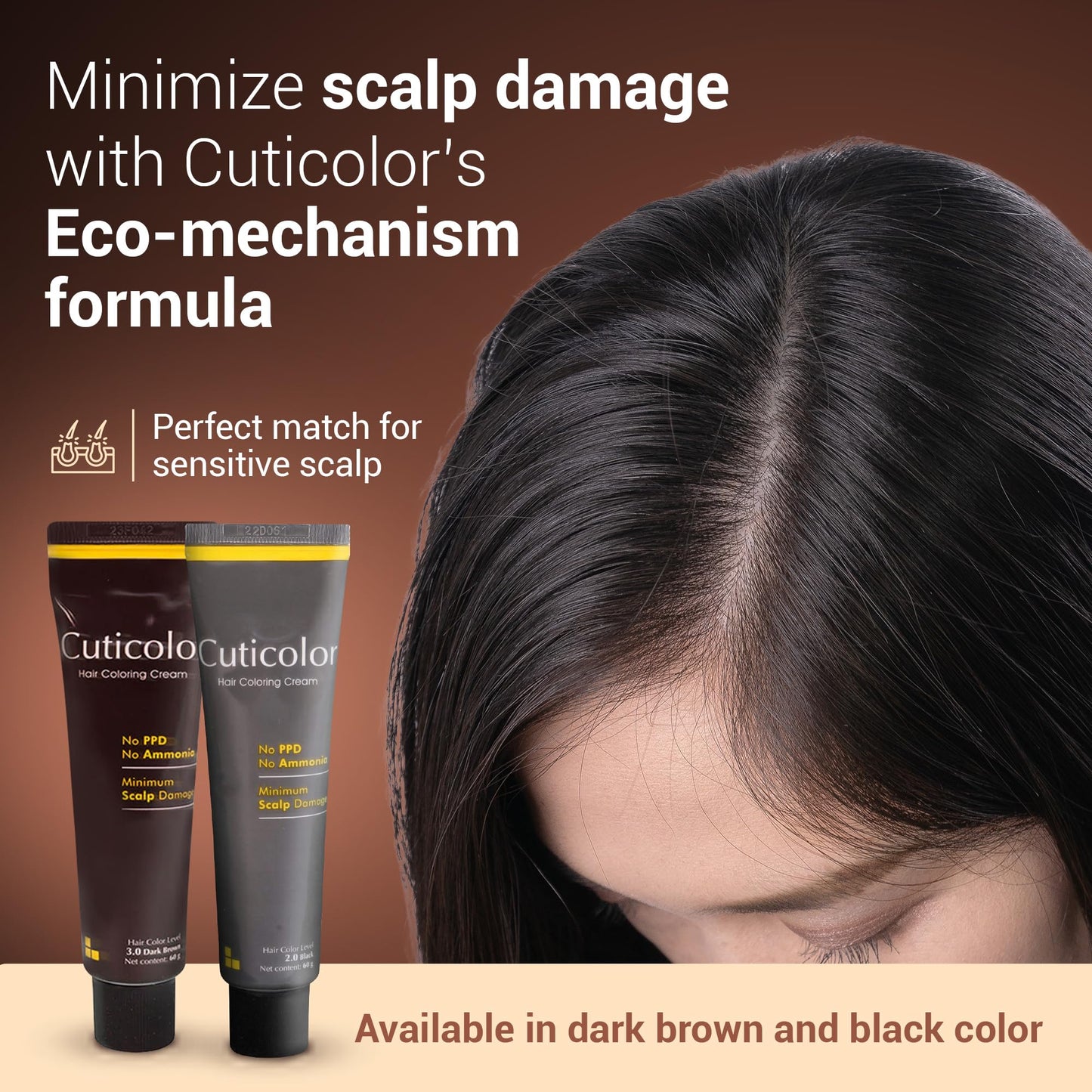 Cuticolor Permanent Hair Color Cream for Sensitive Skin - Black (60g)