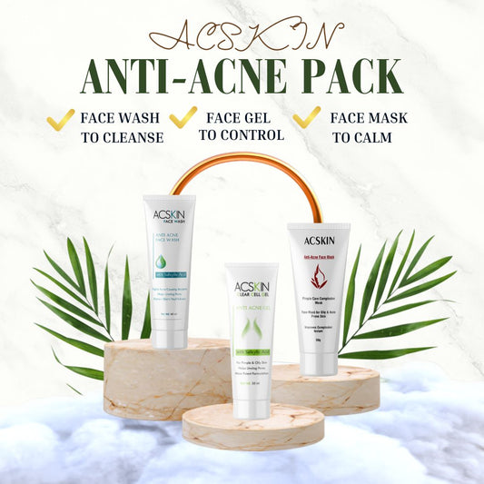 AcSkin Acne Care: Anti-Acne Gel, Face Wash, and Face Mask for Acne-Prone Skin (3 Products)