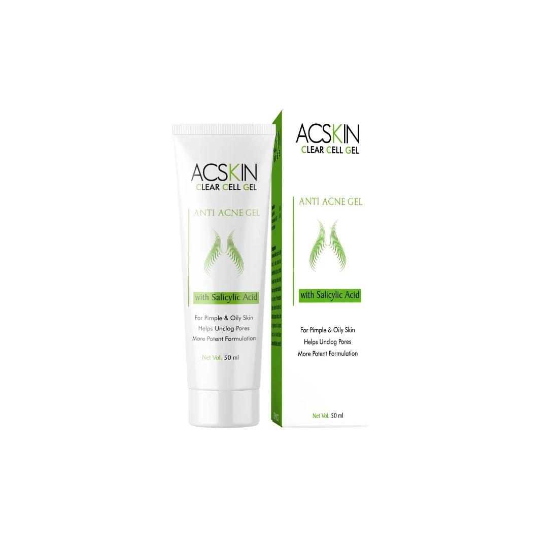 Acskin: Clear Cell Anti-Acne Gel with Salicylic Acid & Nicotinamide Pack of Two Glein Pharma