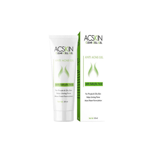 Acskin: Clear Cell Anti-Acne Gel with Salicylic Acid & Nicotinamide Pack of Two Glein Pharma