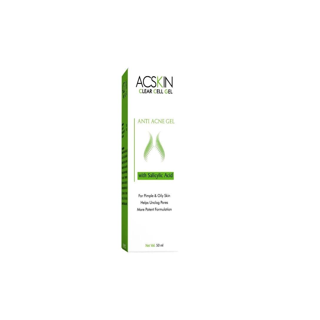 Acskin: Clear Cell Anti-Acne Gel with Salicylic Acid & Nicotinamide Pack of Two Glein Pharma