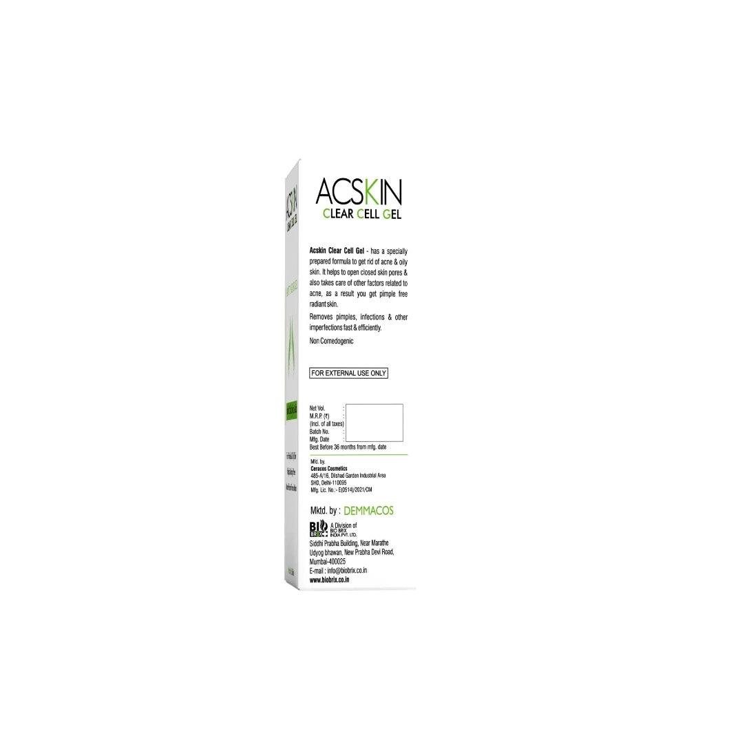 Acskin: Clear Cell Anti-Acne Gel with Salicylic Acid & Nicotinamide Pack of Two Glein Pharma