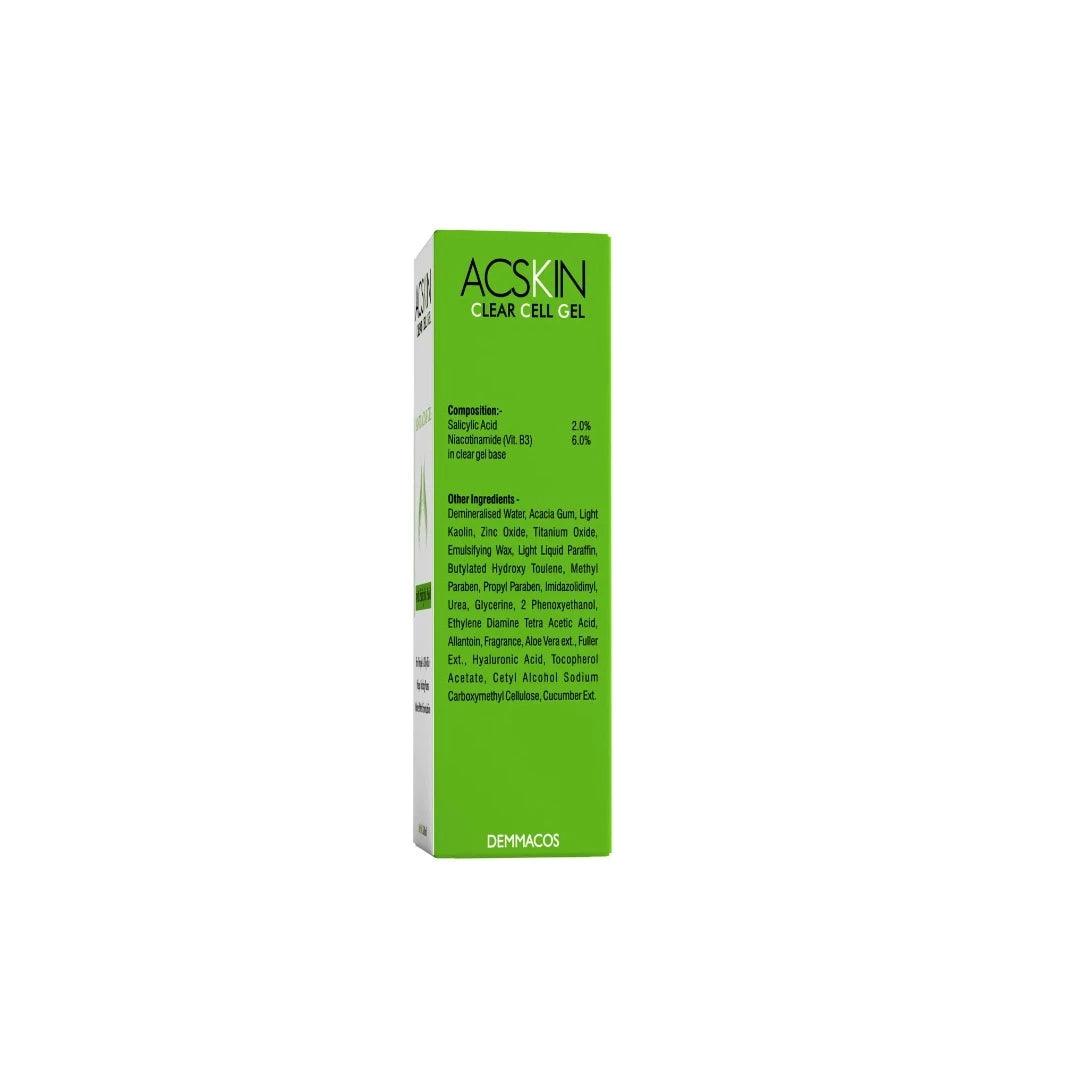 Acskin: Clear Cell Anti-Acne Gel with Salicylic Acid & Nicotinamide Pack of Two Glein Pharma