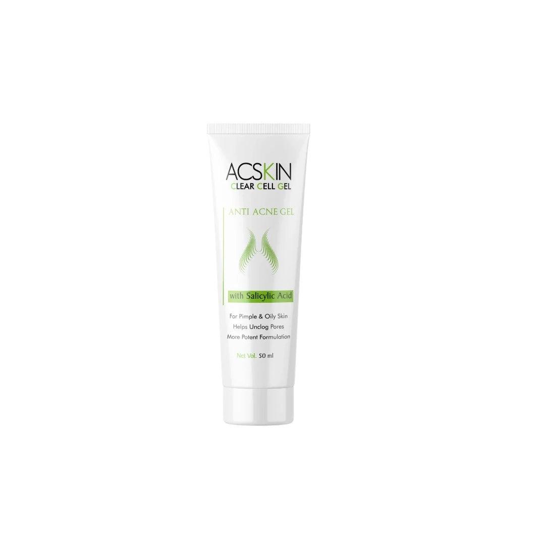 Acskin: Clear Cell Anti-Acne Gel with Salicylic Acid & Nicotinamide Pack of Two Glein Pharma