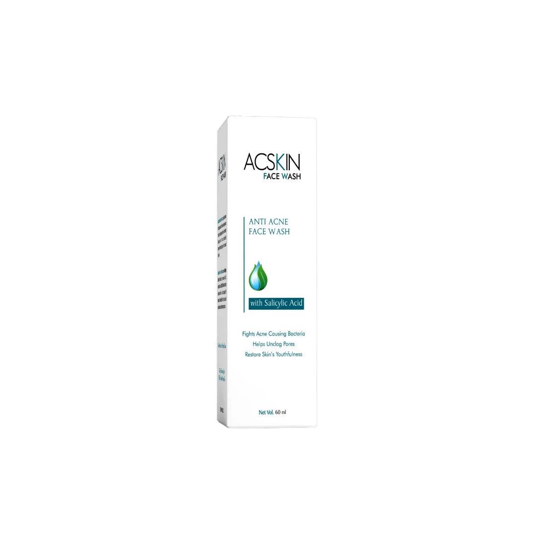 Acskin Anti-acne Facewash  Pack of Two with Tea Tree Oil, Salicylic Acid, Glycolic Acid, Zinc, Niacinamide, Glycerine and D-Penthenol. Glein Pharma India