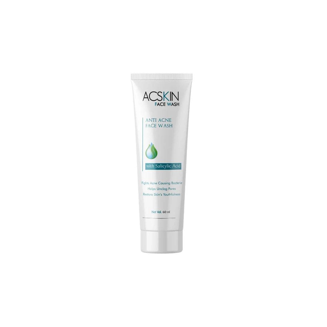 Acskin Anti-acne Facewash Pack of Two with Tea Tree Oil, Salicylic Acid, Glycolic Acid, Zinc, Niacinamide, Glycerine and D-Penthenol. Glein Pharma India