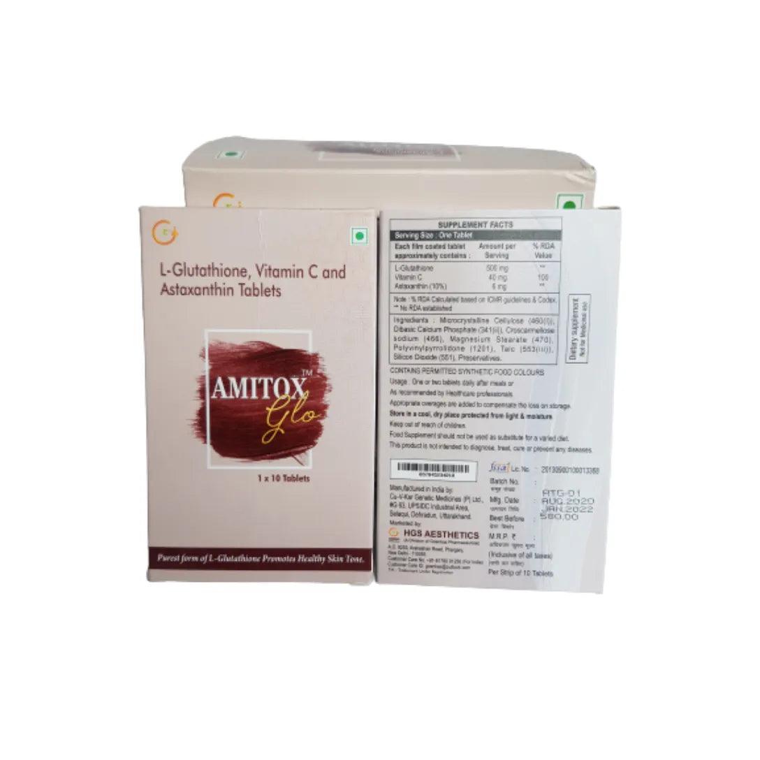 Amitox-Glo L-Glutathione and Vitamin C Supplement for Glowing Skin Glein Pharma