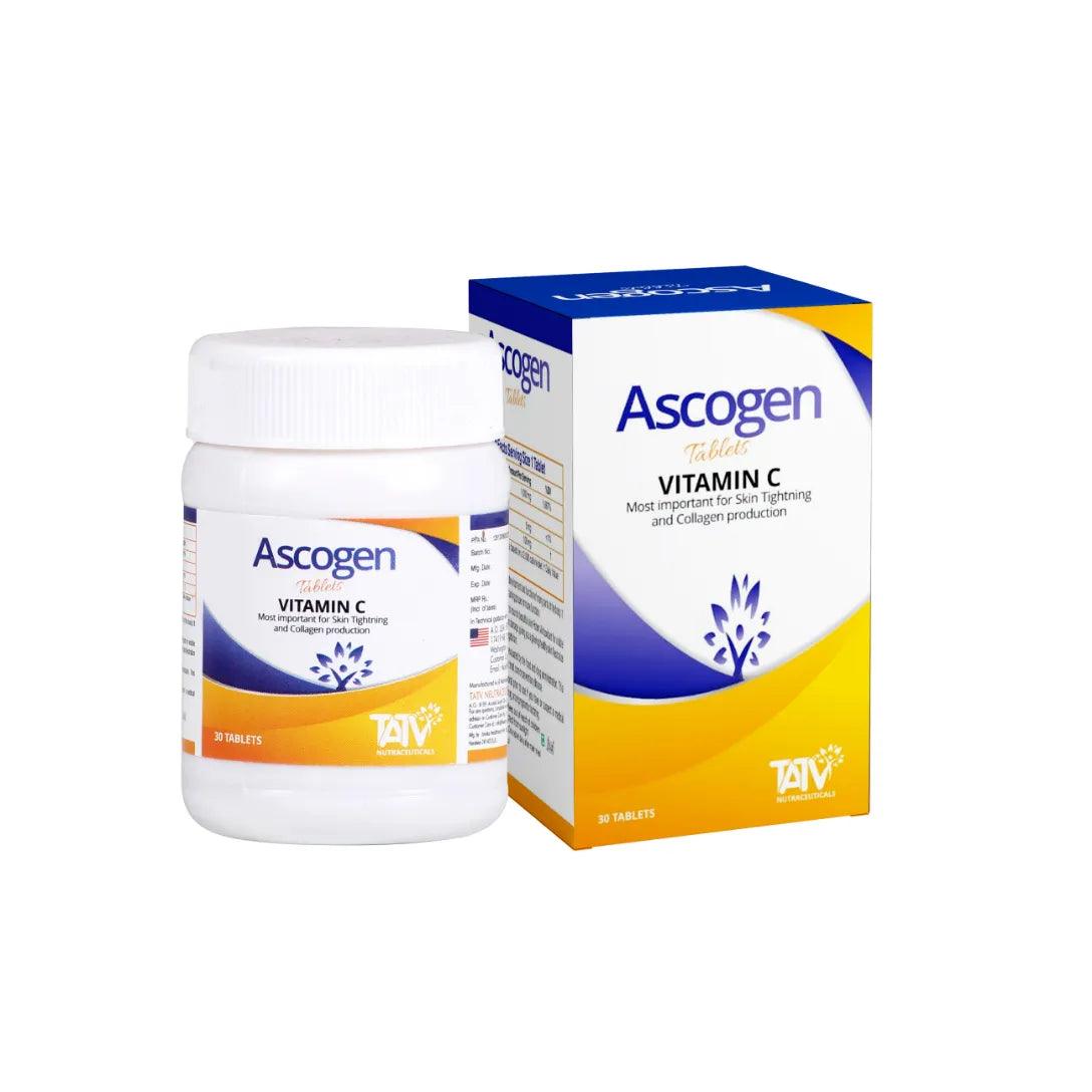 Ascogen: Vitamin C with Rosehip Oil Supplement for Hair Skin and Immunity | Pack of TWO Glein Pharma