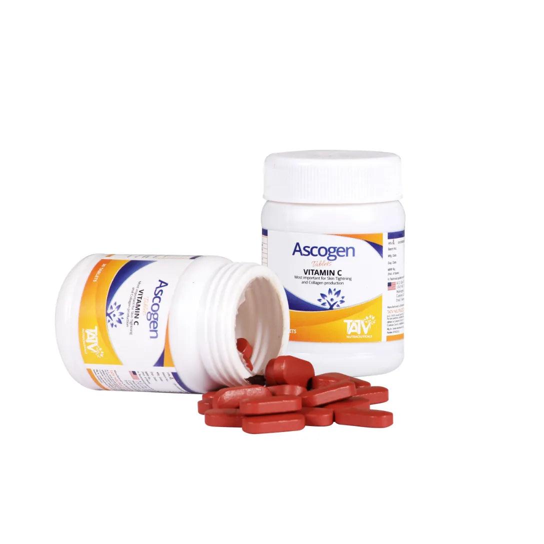 Ascogen: Vitamin C with Rosehip Oil Supplement for Hair Skin and Immunity | Pack of TWO Glein Pharma