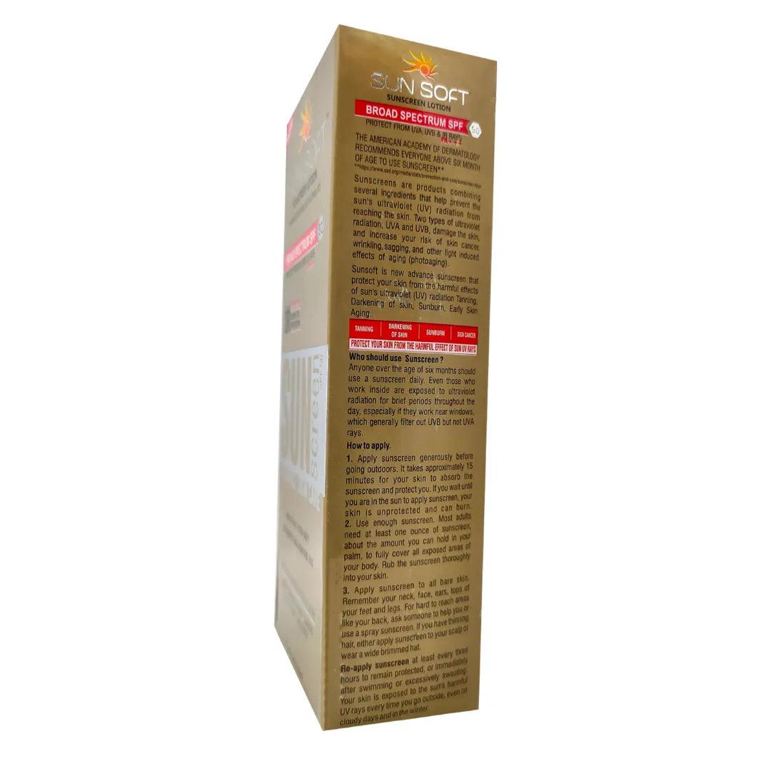 Feodra Sunsoft Tinted Non Sticky Sunscreen Lotion with SPF 50 PA+++ for Smooth Radiating Skin Glow, 100 ml Glein Pharma