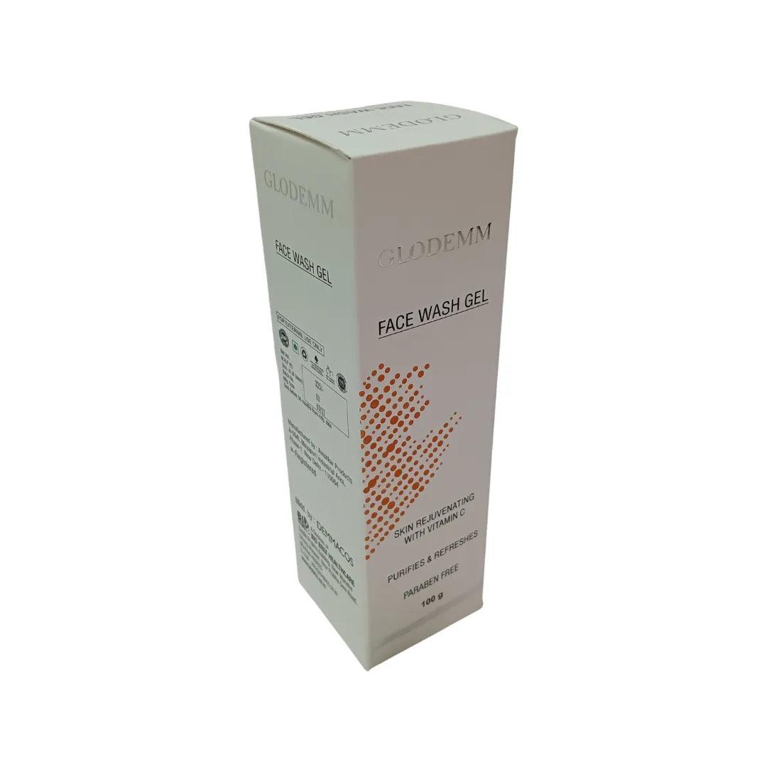 GLODEMM Paraben Free Vitamin C Face Wash Gel with Aloe Vera, Glycolic Acid and Vitamin E for pigmentation free glowing skin Glein Pharma