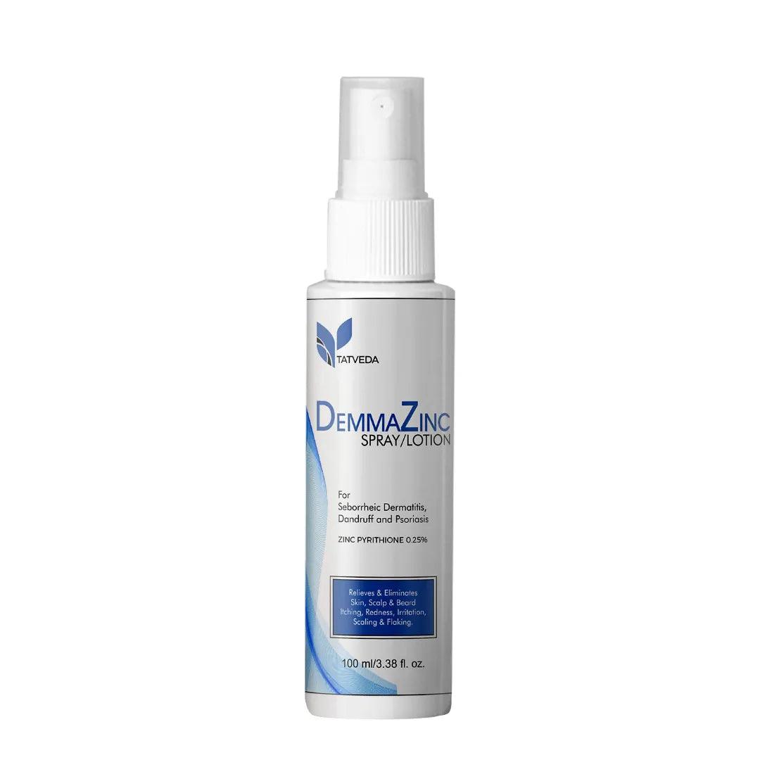 Tatveda DEMMAZINC Zinc Pyrithione Anti-Dandruff Hair, Scalp, Beard, Anti-Itch Spray. 100 ml Glein Pharma