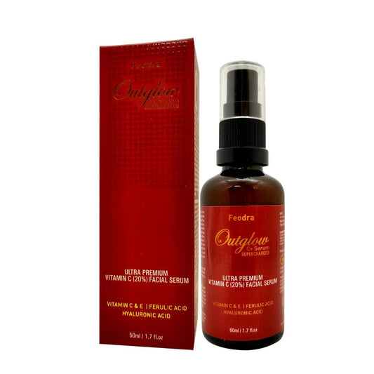 Feodra Outglow C+ Ultra Premium 20% Vitamin C, Ferrulic and Hyaluronic Acid Antiaging Facial Skin Glow Serum Glein Pharma