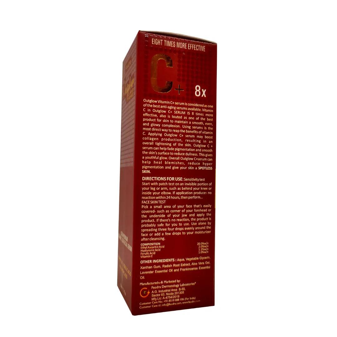 Feodra Outglow C+ Ultra Premium 20% Vitamin C, Ferrulic and Hyaluronic Acid Antiaging Facial Skin Glow Serum Glein Pharma