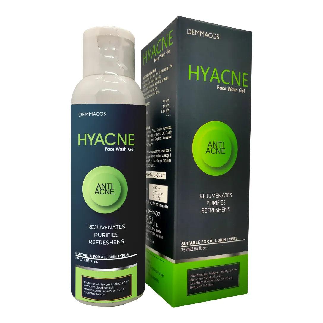 Hyacne Glycolic Acid Anti-acne Face Wash for Men and Women. GleinPharma 60 GM