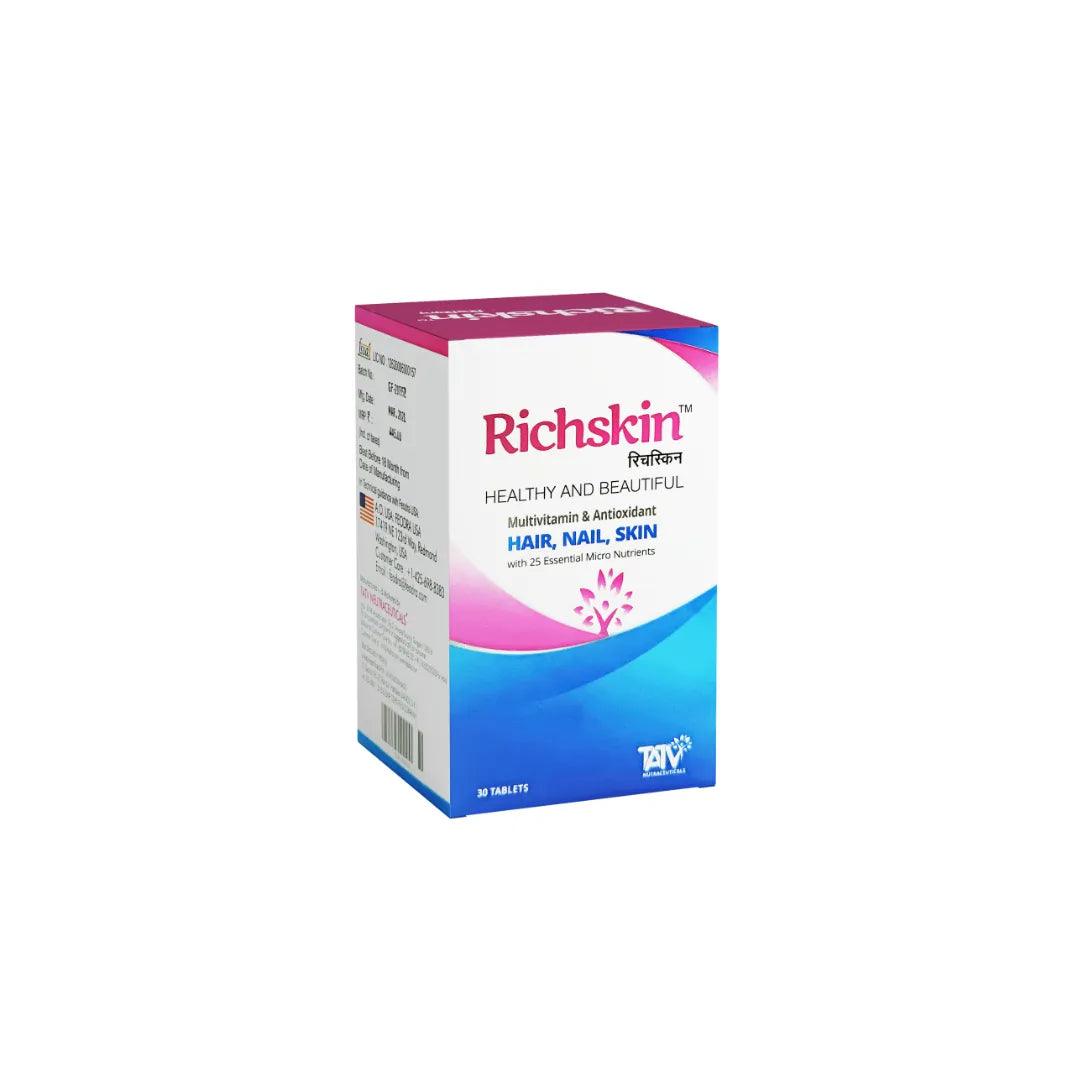 Richskin Healthy and Beautiful Hair Nail Skin Multivitamin & Antioxidant Supplement Tablets. Glein Pharma