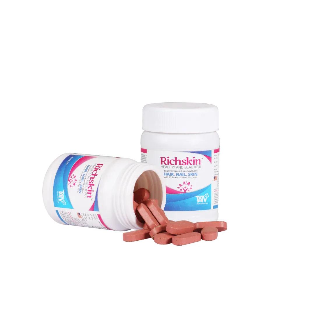 Richskin Healthy and Beautiful Hair Nail Skin Multivitamin & Antioxidant Supplement Tablets. Glein Pharma