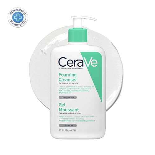 CeraVe Foaming Cleanser For Normal To Oily Skin (473ml) - Dermatologist-Developed Facewash | Non-Comedogenic And Fragrance-Free Cleansers For Acne-Prone Skin