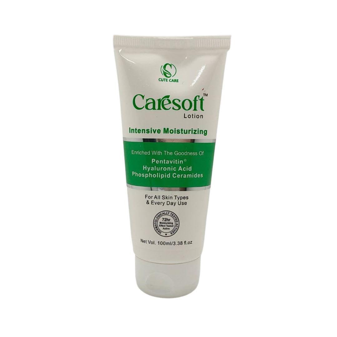 CARESOFT Moisturizing Lotion with Pentavitin, Hyaluronic Acid and Phospholipid Ceramides For All Skin Types Pack of Two