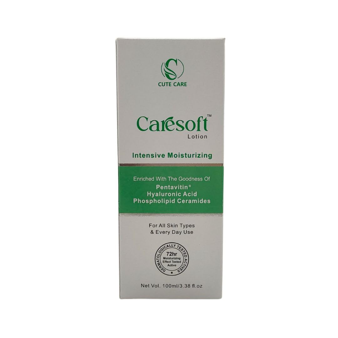 CARESOFT Moisturizing Lotion with Pentavitin, Hyaluronic Acid and Phospholipid Ceramides For All Skin Types Pack of Two