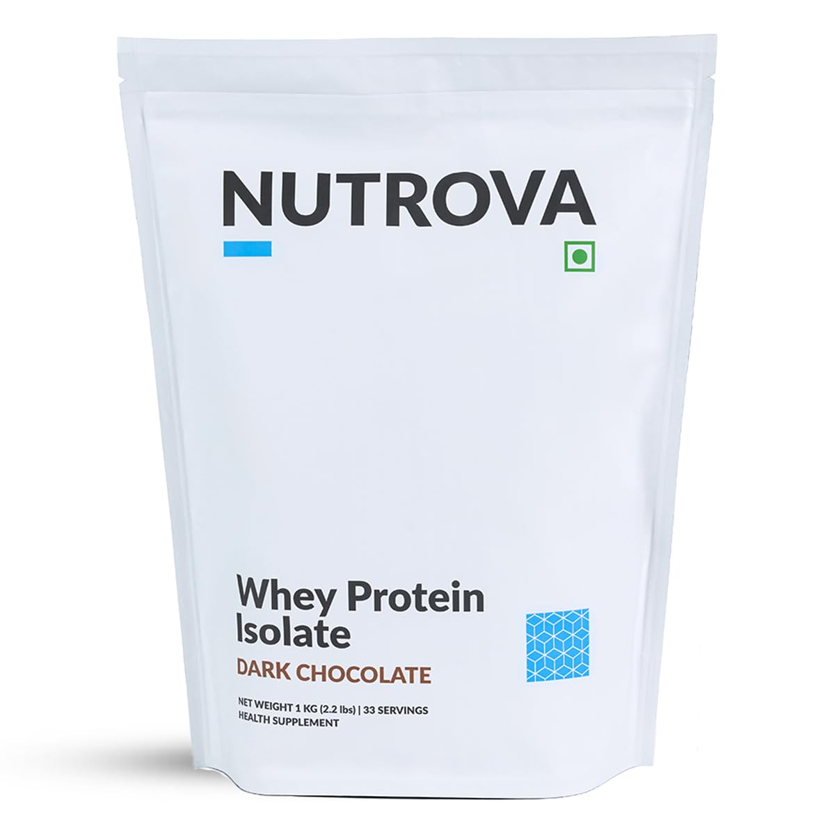 Nutrova Whey Protein Isolate Dark Chocolate 1Kg (Pack of 1) with 24g Protein Every 30g Scoop & 5.5g BCAAs |Protein Powder for Men & Women with no Artificial Sweeteners or Added Sugars |Easy to Digest.