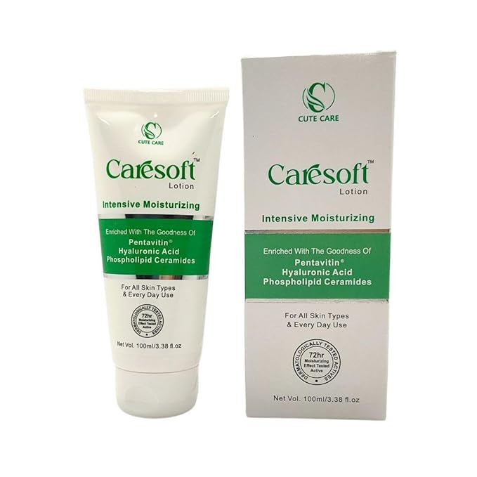 CARESOFT Moisturizing Lotion with Pentavitin, Hyaluronic Acid and Phospholipid Ceramides For All Skin Types Pack of Two