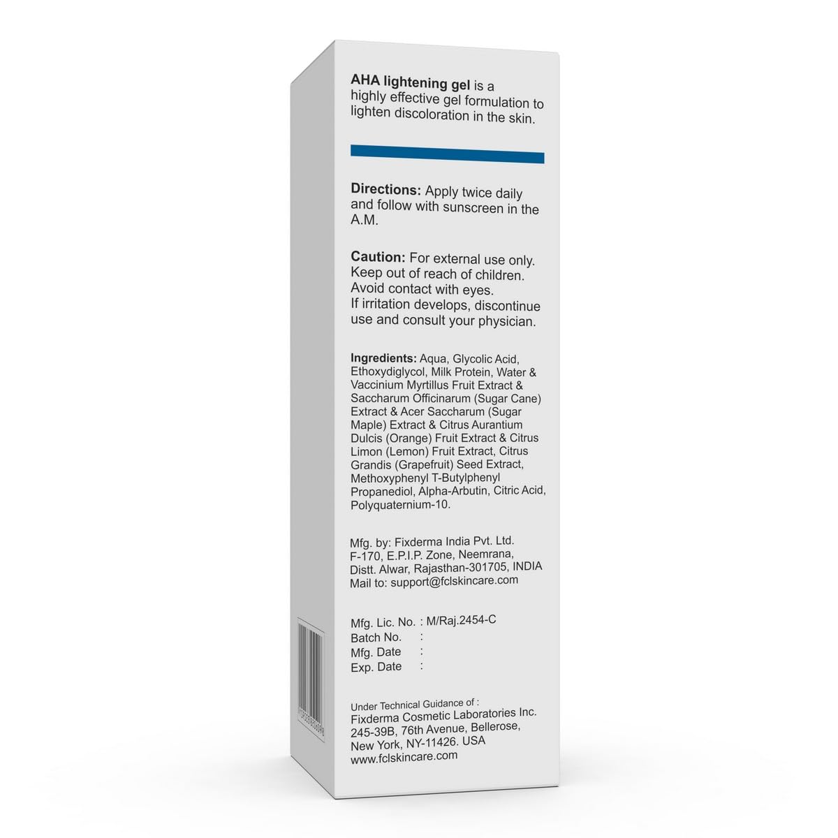 FIXDERMA COSMETIC LABORATORIES 10% Glycolic Acid + 2% Alpha Arbutin Aha Lightening Gel Serum For Skin Brightening | Aha Serum For Men & Women | Paraben Free - 30Ml (Pack Of 1)