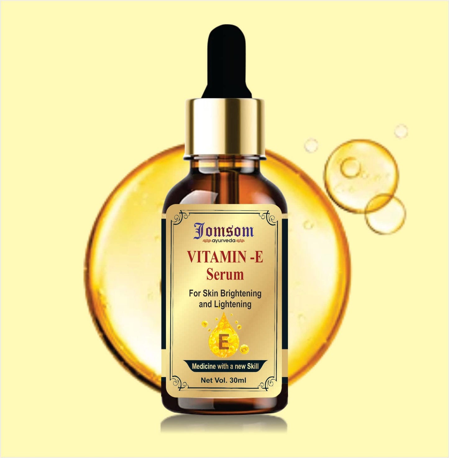 JOMSOM Natural Vitamin E Brightening Serum, 1% Glycolic Acid Serum, Visibly Minimizes Spots, Reveals Even Skin Tone, Glycolic Bright Skin, 30ml